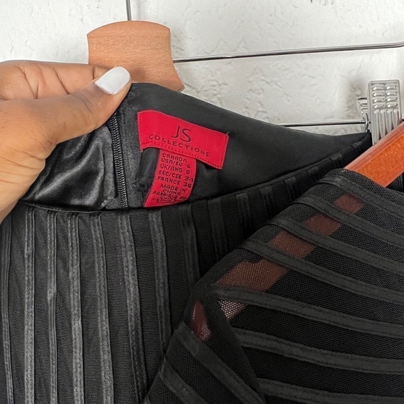 JS Collections Sweetheart Neckline Mock Two Piece Mesh and Satin Dress - Picture 8 of 10